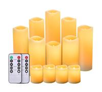 IMAGE Lot de 12 bougies LED vacillantes sans flamme, pour l'extérieur, étanches à piles, couleur ivoire, avec télécommande, minuteur pour Noël, mariage, décoration d'intérieur