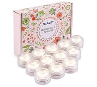 IMAGE Lot de 12 lampes LED submersibles étanches à piles, bougies chauffe-plat pour fête, mariage, bassin, piscine, jardin et bain, blanc chaud