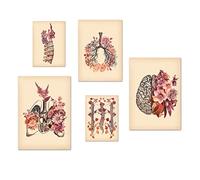 Image modulaire Vintage poumon crâne colonne vertébrale affiche anatomie humaine médecine médecine toile peinture Wall Art Home Decor chevet fond-50x70x2Pcscm 40x60cm 30x40x2Pcscm Pas de Cadre