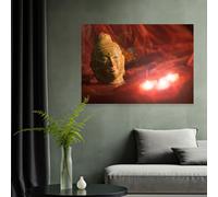 Tableau mural LED lumineux, décoration murale, impression d'art Bouddha avec éclairage, piles, 3 ampoules LED, LxH 45x30 cm