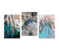 Image Murale,Décoration Murale Abstraite de Plumes Impressions sur Toile D'Art de Qualité Supérieure Tableaux Luxueux Salon Bureau Chambre Style Glamour Moderne-40*60cm-3pcs (impression sans cadre)