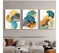 Image Murale,Impressions D'Art Abstrait sur Toile Représentant Des Feuilles Ginkgo Une Œuvre D'Art Murale Luxe Salon la Cuisine la Chambre la Décoration Intérieure-50*60cm-3pcs (impression sans cadre)