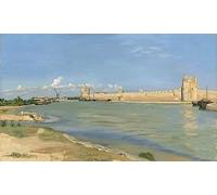 Image murale sur toile Affiche Decoration Murale Peinture Classique les Remparts d'Aigues-mortes par Jean Frederic Bazille Pour les Décorations pour la Maison 60x90cm