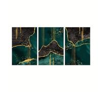Image Murale,Tableaux Abstraits Verts Luxe sur Toile Affiches Nordiques à Motifs Rubans Impressions Modernes la Décoration Salon la Chambre la Cuisine Ou Bureau-50*60cm-3pcs (impression sans cadre)