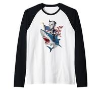 Image Patriotique du 4 Juillet d'Abraham Lincoln chevauchant Un Requin Manche Raglan