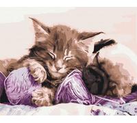 Image Peindre à la main Peinture par numéros. Chat et chien