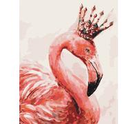Image Peindre à la main ! Peinture par numéros. Flamant rose dans une couronne