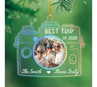 Image personnalisée souvenir de voyage en acrylique, meilleur souvenir de Noël 2025, nom et lieux personnalisés, décoration de souvenir de vacances, cadeaux pour voyageurs, décoration de Noël