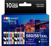 Image PGI-580 CLI-581 XXL Compatible Ink Cartridges Replacement for Canon 581 580 XXL for TS6150 TS8250 TS8150 TS6151 TR8550 TR7550 TS8151 TS9150 (PGBK/Black/Cyan/Magenta/Yellow, 10-Pack)
