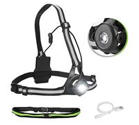 IMAGE Pied Angle Running Rechargeable Imperméable 3 Modes d'Eclairages, Ventrale Jogging pour Sport Camping Course Pêche Extérieur Unisex-Adult, Lampe de Poitrine réglable