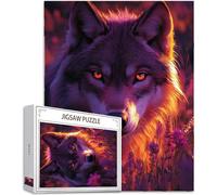 Image Puzzle 1314 Pièces Adultes, Grand Bois Puzzle Loup Motif Désign, 75x50cm Jigsaw Bricolage Artisanat 14 Ans Activité Familiale avec Emballage Cadeau pour Decoration Murale Maison Chambre,Model893