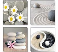 Image sur Toile 6607 4x30 x 30 cm XXL Spa Pierres Tableaux pour la Mur, encadrés, prêts à Poser, Tout Les Images sur châssis géant Bois véritable.