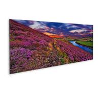 Image sur toile Beau Paysage Écossais Nature Vivant Coloré Paysage Piste Colline Couvert Bruyère Violet Murale Salon Maison Bureau Chambre Photos GEWW-Panox