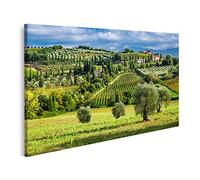 Image sur toile oliviers et vignobles dans un petit village en Toscane Italie pour salon chambre cuisine maison bureau murale GBUH-1Kx