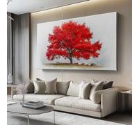 Image sur Toile Premium Rouge gris - Tableau Mural Imperméable pour Salle de Bain et Salon - Aquarelle arbres simple Haute Définition - Déco Murale Facile à Nettoyer - 150L x 50l cm Sans Cadre