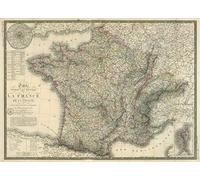 Image sur toile roulée Carte physique et routiere de la France, de la Suisse, 1827 Brue Adrien Hubert - Musée horizontal Art Maps Canvas Fine Art 23_X_33_in