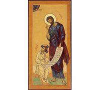 Image sur toile roulée représentant l'icône de Saint Joseph Jésus Christ - Art vertical européen - Impression artistique de Saint Religion église Icône figurative Joseph Ortho 20_X_9_in