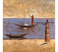 Image sur toile roulée Tableau Peinture Rivière Voyage Rauscher Michel - Coastal Square Art Print Canvas Fine Art 24_X_24_in