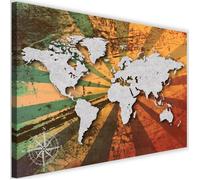 Image sur toile Tableau moderne mural Cadre Canevas Carte du monde grise Vintage 90x60