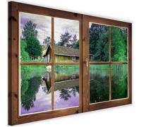 Image Tableau sur toile Art moderne Canevas Fenetre Lac Maison 60x40