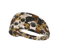 Imagen De Pug Bandeau de sport élastique avec bande élastique Idéal pour les casques de course à pied cyclisme gym entraînement