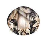 Imagen De Pug Bonnet de douche doublé double couche imprimé réutilisable pour femme