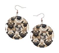 Imagen De Pug Boucles d'oreilles rondes élégantes en cuir - Accessoires tendance et uniques pour un usage quotidien, taille unique
