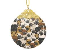 Imagen De Pug Boule de Noël avec crochet, décoration en verre de 8,3 cm avec impression enveloppante