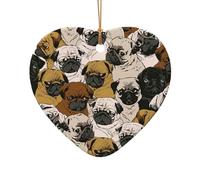 Imagen De Pug Imprimée Arbre de Noël Ornements en Céramique Pendentifs de Noël Pendentifs Décoration de Vacances