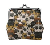 Imagen De Pug Petit porte-monnaie léger avec impression pour les visites touristiques et les courses, Noir , Taille unique, Pochette à monnaie