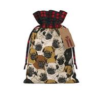 Imagen De Pug Printing Sac de Noël avec cordon de serrage 11,9 x 17,5 cm, pour anniversaires de Noël, anniversaires, peut contenir des cadeaux