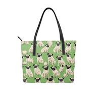 Imagen De Pug Sac à main en cuir PU de haute qualité, imperméable et durable, parfait pour les voyages, le travail et les loisirs, Noir/blanc, One Size