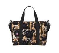 Imagen De Pug-Sac de voyage à main imprimé standard, sac de sport, sac de nuit, sac de plage, sac de week-end pour homme et femme, noir, taille unique, Noir/blanc, One Size