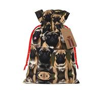 Imagen De Pug-Standardprint Sac cadeau de Noël avec cordon de serrage pour cadeaux de vacances, cadeaux de fête