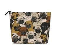 Imagen De Pug Trousse de maquillage imprimée pour femme avec fermeture éclair, Noir , Taille unique, Trousse de maquillage