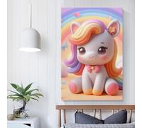 Images de licornes mignonnes pour salon, peintures de rue, toile colorée, art mural pop moderne, décoration d'intérieur, tendue, prête à accrocher, 60 x 90 cm