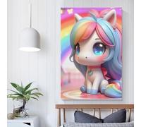 Images de licornes mignonnes pour salon, peintures de rue, toile colorée, art mural pop moderne, décoration d'intérieur, tendue, prête à accrocher, 50 x 75 cm