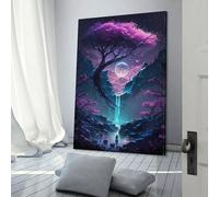 Images de nuit de cerisiers en fleurs du Japon pour salon, peintures de rue, toile colorée, art mural pop moderne, décoration d'intérieur, tendue, prête à accrocher, 60 x 90 cm