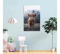 Images de petits bovins des Highlands pour salon, peintures de rue, toile colorée, art mural pop moderne, décoration d'intérieur, tendue, prête à accrocher, 50 x 75 cm