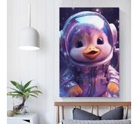 Images de petits canards spatiaux pour salon, peintures de rue, toile colorée, art mural pop moderne, décoration d'intérieur, tendue, prête à accrocher, 30 x 45 cm