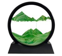 Images de Sable Rotatives 3D Dynamiques, Cadre en Verre Rond de Peinture de Sable Fluide, Paysage Naturel d'image de Sable Mobile, Décoration Relaxante pour Bureau, Maison, Art de Bureau (Vert, 7")