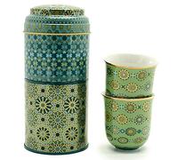 Images d'Orient Coffret Cadeau 2 en 1 Boîte en métal avec 2 Tasses en Porcelaine x 90ml Tasses Espresso Tasses à café Tasses à Mocca, décorées avec des Motifs orientaux colorés
