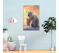 Images d'ours polaires et de petits pour salon, peintures de rue, toile colorée, art mural pop moderne, décoration d'intérieur, tendue, prête à accrocher, 50 x 75 cm