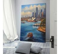 Images emblématiques du port de Sydney pour salon, peintures de rue, toile colorée, art mural pop moderne, décoration d'intérieur, tendue, prête à accrocher, 20 x 30 cm