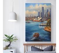 Images emblématiques du port de Sydney pour salon, peintures de rue, toile colorée, art mural pop moderne, décoration d'intérieur, tendue, prête à accrocher, 60 x 90 cm