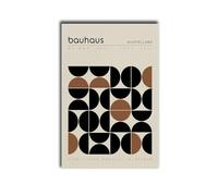 Images murales sur toile Bauhaus - Poster d'exposition noir et marron à pois géométriques - Art mural abstrait du milieu du siècle - Décoration d'intérieur moderne neutre pour salon, chambre à coucher