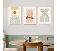Images Murales,Tableau Abstrait sur Toile Représentant un Paysage de Cactus du Désert Avec Des Lignes Géométriques Nordiques Idéal pour Décorer un Salon Ou une Chambre-(40*60cm)-3pcs（sans cadre）