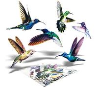 Imaggge.com - 6x - Oiseaux - Autocollants électrostatiques repositionnables - Contre impacts et collisions d'oiseaux aux vitres des fenêtres - Impression haute résolution - Waterproof