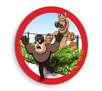 imaggge.com Panneau Attention Chien - Rond 15 cm - Ultra résistant - Aluminium (Pas PVC) - Chien méchant, Chien de Garde - pour Mur, Poteau, clôture,...