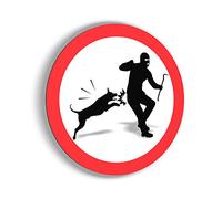 imaggge.COM Panneau Attention Chien - Voleur - Rond 15 cm - Ultra résistant - Aluminium (Pas PVC) - Chien méchant, Chien de Garde - pour Mur, Poteau, clôture.